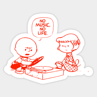 No Music, No life. (Red) Sticker